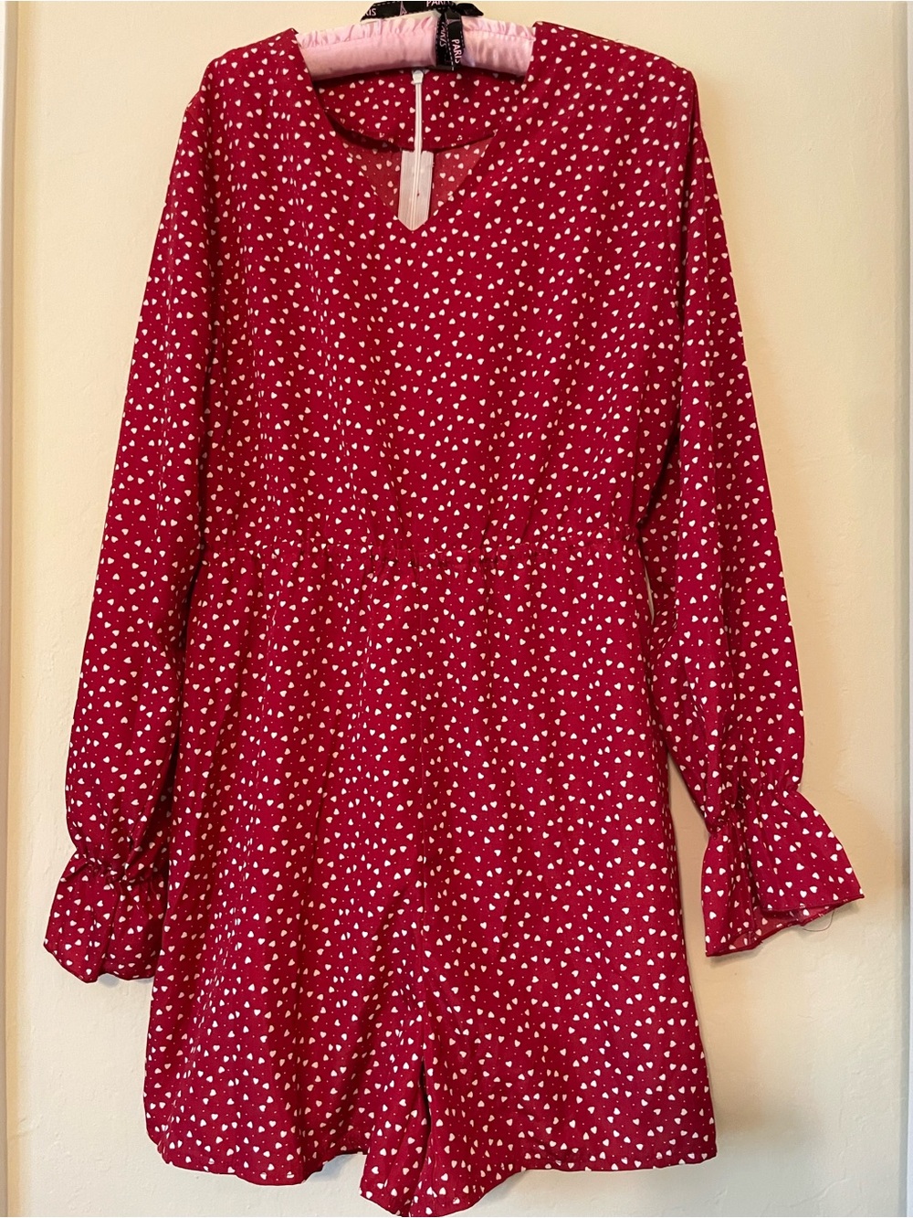 MBM Unlimited Pink Heart Print Long Sleeve Romper